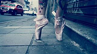 who's the sexiest fetish ballerina getting choked and gagging outdoors?!