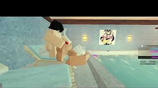 subscriber bends milf over pool for rough big cock creampie doggystyle ride