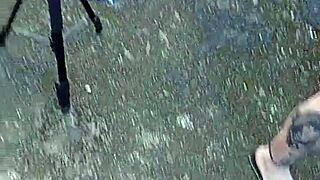 Heart races sucking monster cock on street