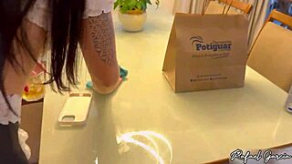 Couldn't hold back pounding hot maid's tight pussy hard!