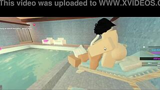 subscriber bends milf over pool for rough big cock creampie doggystyle ride