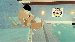 subscriber bends milf over pool for rough big cock creampie doggystyle ride