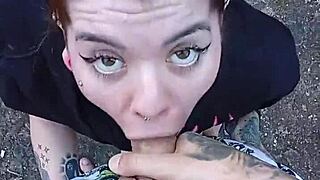 Heart races sucking monster cock on street