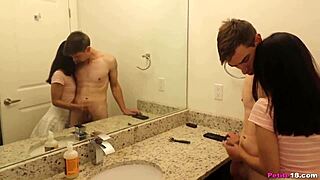 Pocket Asian teen impaled deep on monster cock, damn!