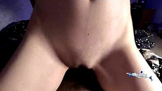 a muscular guy pounds a tight mommy pussy with condom on quick