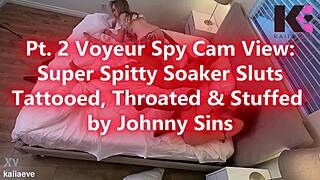 pt 2 spy cam catches tattooed sluts spit deepthroat squirt stuffed
