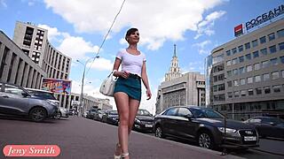 check out jeny smith's cute legs flashing under that short public upskirt babe