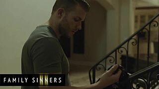 whoa busty milf spreads wet shaved pussy on bed waiting for daughter's husband big cock doggystyle pounding cum on tits! 😂💦