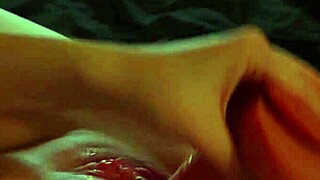 slow-motion closeup of cute teen slut fucking trimmed wet pussy with dildo to bed orgasm