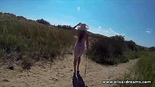 she struts public in see-through dress naked flashing her slutty body