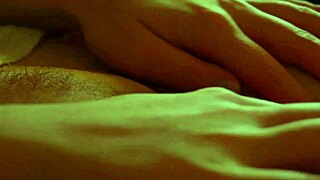 slow-motion closeup of cute teen slut fucking trimmed wet pussy with dildo to bed orgasm