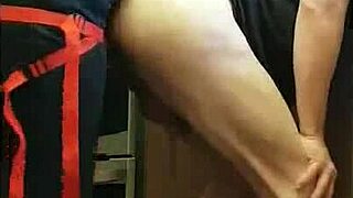 she pegs boyfriend's ass in kitchen field bathroom