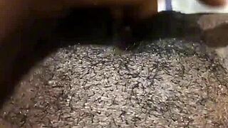 my wet black pussy throbs as i rub to shaking orgasm in homemade clip