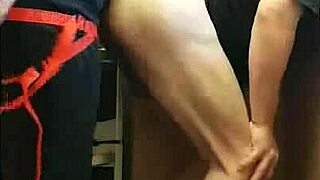 she pegs boyfriend's ass in kitchen field bathroom