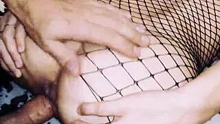 Wife dresses as prostitute for hot roleplay in lingerie and stockings