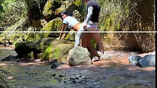 Amateur Couple Films Doggystyle Fuck with Stepsister by the River