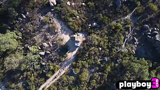 brunette milf miluniel louis strips naked outdoors flashing sexy bubble butt