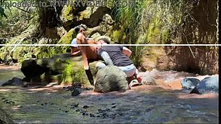 Amateur Couple Films Doggystyle Fuck with Stepsister by the River