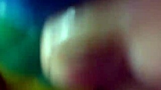 chubby brunette gapes ass on huge rainbow dildo deep