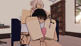 a guy enjoys a foot massage from a cute roblox fan