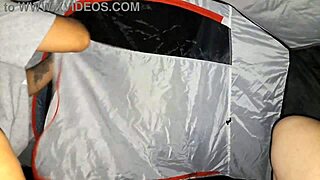 Who's that horny camper bending over for dirty doggystyle then cowgirl riding on the ground?!