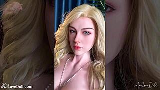 gorgeous lubby blonde huge boobs tease lingerie real doll body hot