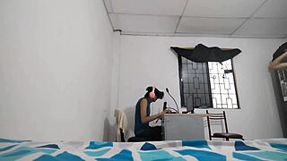 Busty stepsis dances sexy in VR while lusting for stepbro