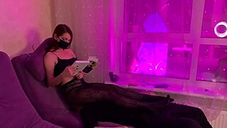 mistress sofi in her nylon tights full weight facesittin on me while readin that book total ignornat femdom crush