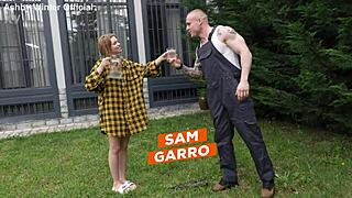 SHE STAYS HOME ALONE AND HOOKS UP WITH YOUNG 18+ GARDENER