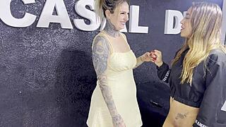 fuck my swollen pussy started dripping during tattoo so she licked me to juicy orgasm!!