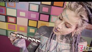 Anal Queen Anuskatzz in Tight Corset Rams Metal Toy Then Takes Huge Dick Assfucking Till She Squirts