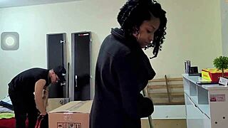 made my boyfriend watch while i got bent over and fucked hard by the hot moving helper right in our house