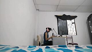 Busty stepsis dances sexy in VR while lusting for stepbro