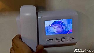 Delivery guy drops off package and chats up the hot brunette home alone turning into fun hangout