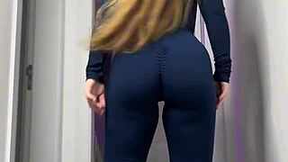 Latina's massive ass squeezes into tight leggings