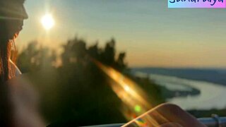 Pretty Hungarian brunette tempts with outdoor nipple play