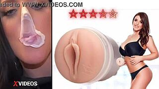 angela white pounds her fleshlight like a pro with those big natural tits