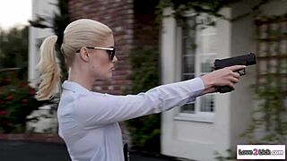 Dominant Lesbian Cop Faces Intense Rimjob and Facesitting from Petite Captive Brunette