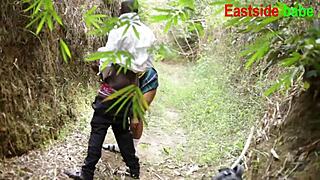 horny for chubby ebony milf riding big black cock outdoors??