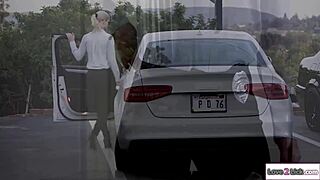 Dominant Lesbian Cop Faces Intense Rimjob and Facesitting from Petite Captive Brunette