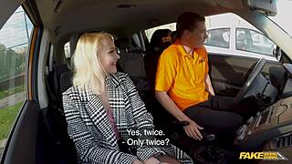 Blonde Bombshell Marllyn Sugar Rides Instructor's Cock in Fake Driving School
