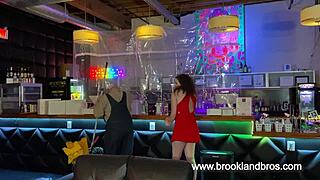 in the school hallway after hours, teen cassandra drops to her knees and blows the nerdy older janitor with eager handjob help.