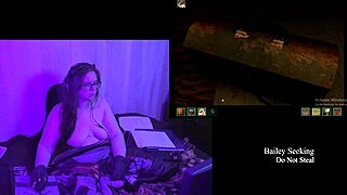 Brunette BBW's Big Natural Tits Bare in Naked Remaster Playthrough Part 4