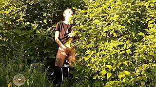 Brunette Fingers Pussy To Orgasm In Risky Outdoor Nature Spot