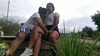 latina couple sneaks to park for passionate oral sex under trees with amateur homemade camera