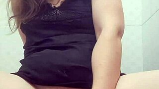 big ass babe rides huge dildo in bathroom till squirting orgasm