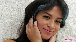 petite teen 18+ strips on sofa for daddy casting interview showing her perfect body pov