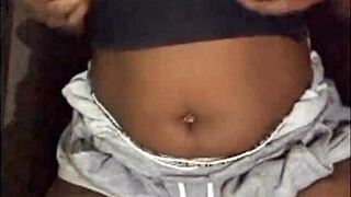 next door ebony milf flashes huge tits in shorts