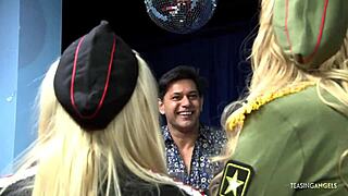 two blondes crave sharing that fat throbbing cock shaft