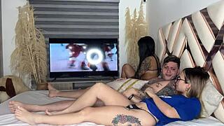 two horny colombian latinas bent over sucking my huge cock blakeproductions